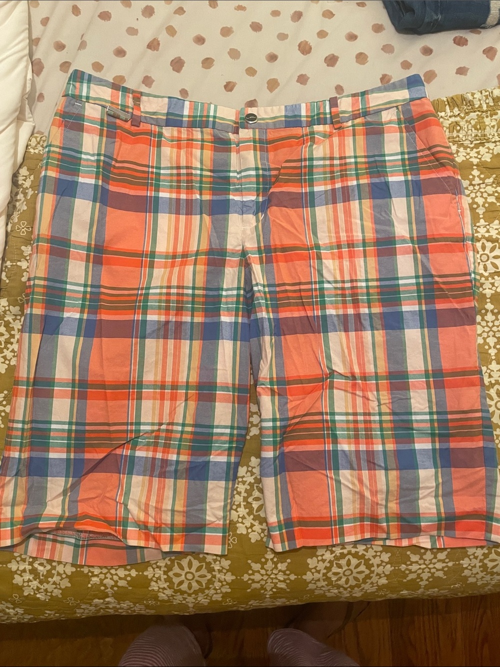 Lauren Ralph Lauren Active Multicolor Bermuda Plaid Flat-Front Shorts